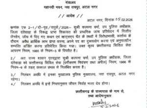 Big Action : होटल कारोबारी से लेनदेन का आरोप, दंतेवाड़ा में पदस्थ DSP कल्पना वर्मा निलंबित 3 Dec 2026 105 300x293 qLSTIF