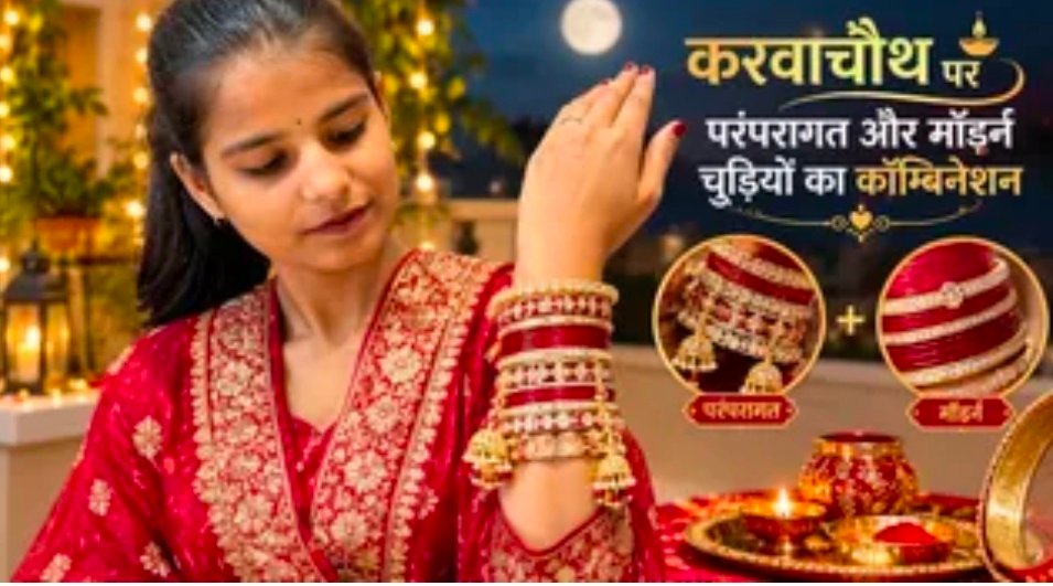 करवाचौथ पर अलीगढ़ में चूड़ियों का नया ट्रेंड: मोती जड़े कंगन, फ्लोरल डिजाइन और गोल्डन ब्रेसलेट का जलवा 1 Screenshot 20261020 141128